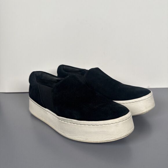 Vince Warren‎ Slip-On Platform Sneaker Women's Size US 8 M/ EUR 38 Black Suede - Picture 2 of 11